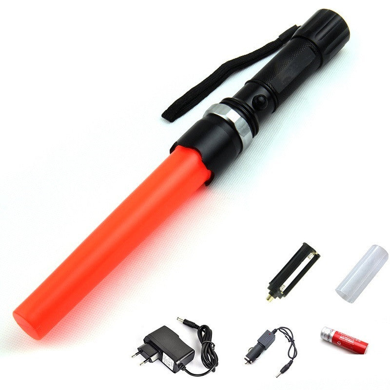 Torche rechargeable 5w Baton lumineux q5 rouge signalisation police route ECLATS DESTOCKAGE