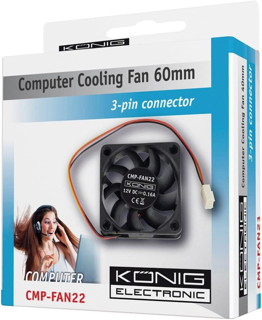 Ventilateur 12v 60mm 60x60x15mm cmp-fan22 connecteur 3 pins 12 volt ordinateur pc könig ECLATS DESTOCKAGE