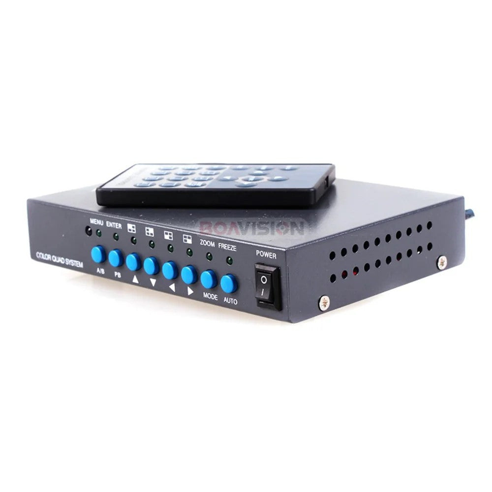 Vidéo Quad 4 canaux couleur processeur sécurité CCTV Multiplexeur avec audio Zoom ECLATS DESTOCKAGE