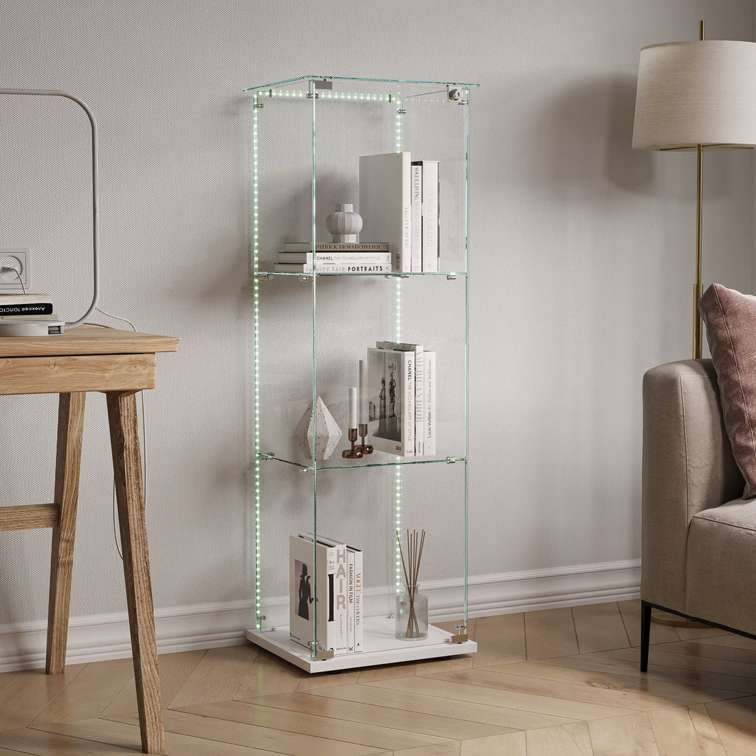 Vitrine murale verre 123.3×39.8×35cm 2 étageres eclairage led magasin foire exposition salon ECLATS DESTOCKAGE
