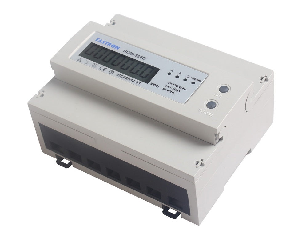Wattmetre kwh triphasé 4 fils 380v compteur horaire energie 100a montage rail din 7 modules ECLATS DESTOCKAGE