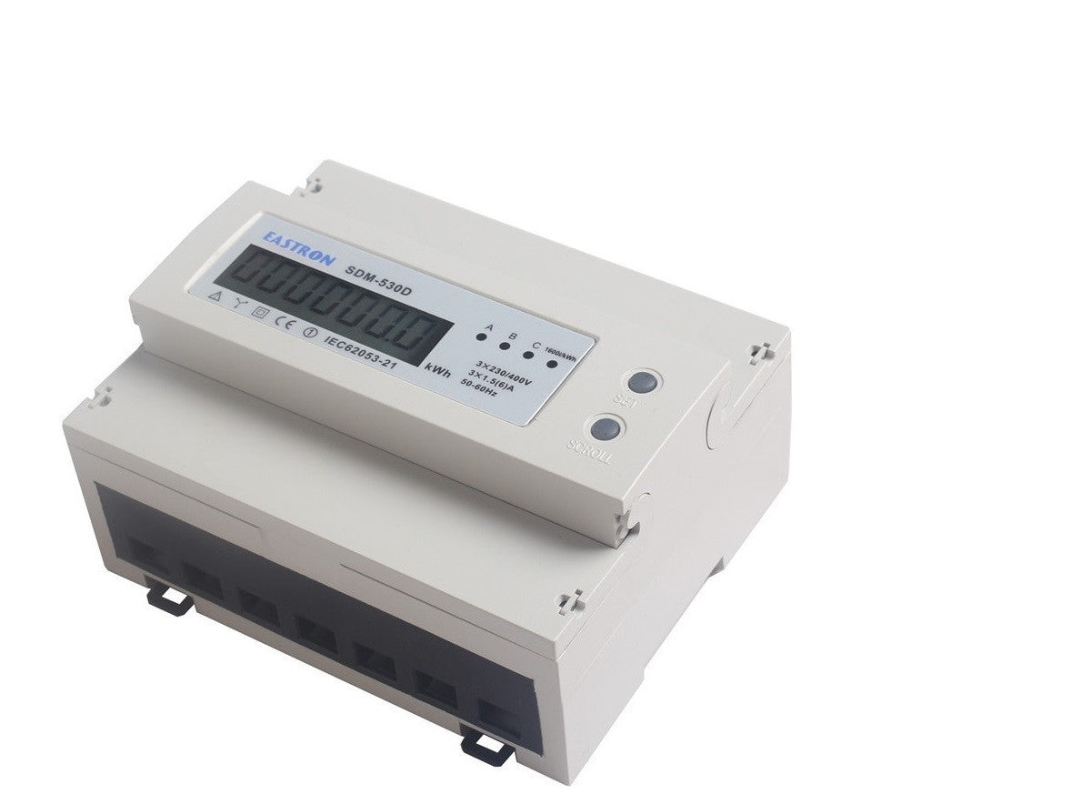 Wattmetre triphasé 4 fils kwh 380v compteur horaire 100a montage din energie rail 7 modules ECLATS DESTOCKAGE