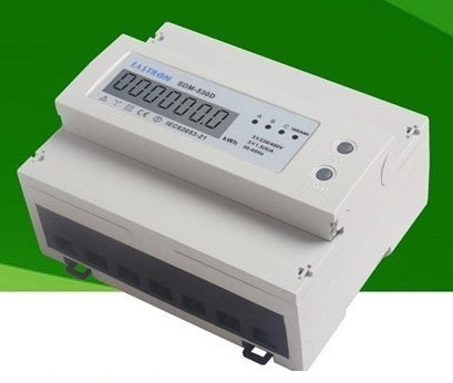 Wattmetre triphasé 4 fils kwh 380v horaire compteur 100a montage energie din rail 7 modules ECLATS DESTOCKAGE