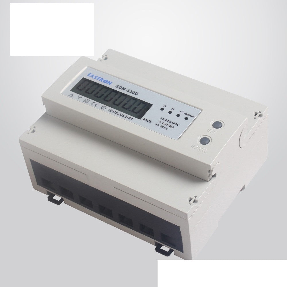 Wattmetre triphasé kwh 380v 4 fils compteur horaire energie 100a montage rail din 7 modules ECLATS DESTOCKAGE