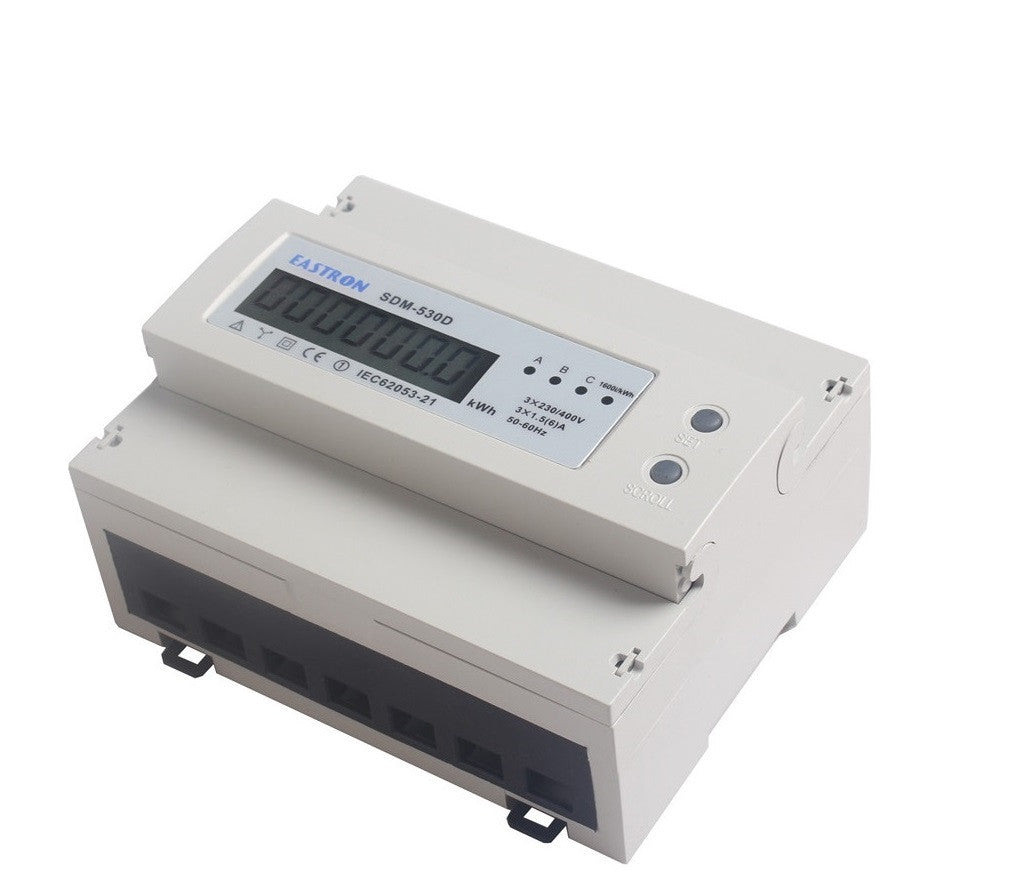Wattmetre triphasé kwh 380v 4 fils energie compteur horaire 100a montage rail din 7 modules ECLATS DESTOCKAGE